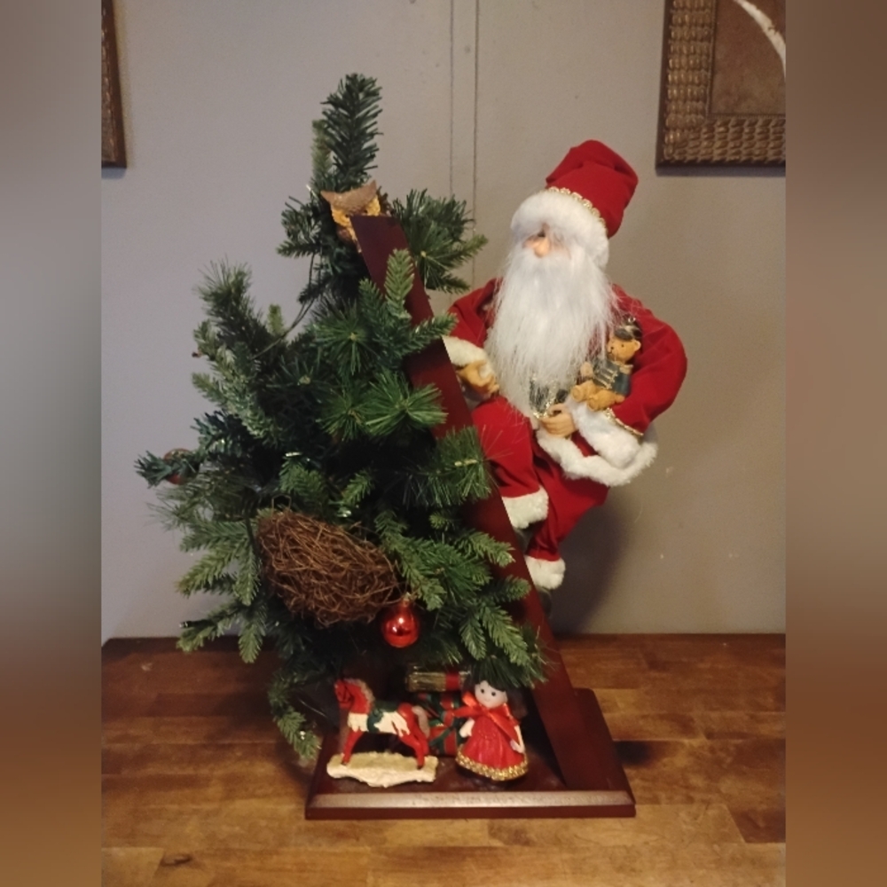 Festive Santa and Tree Holiday Decoration